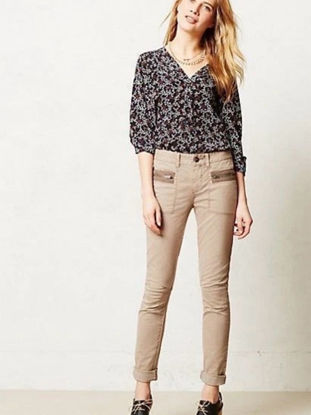 Pilcro and Letterpress Taupe Utility Chinos